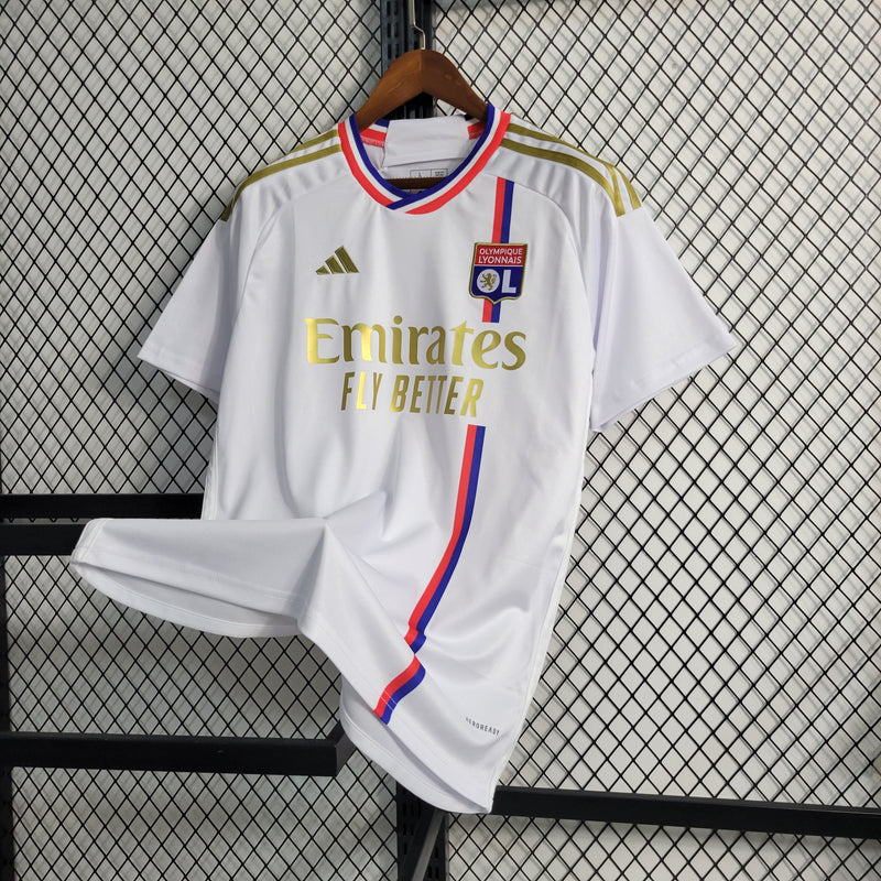 CAMISA DO LYON 23/24 BRANCO E DOURADO