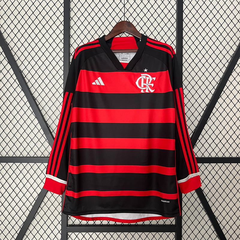 CAMISA MANGA LONGA DO FLAMENGO 24/25 VERMELHO E PRETO