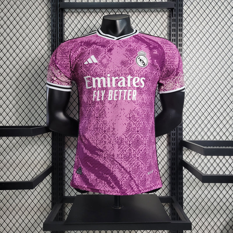 CAMISA DO REAL MADRID 23/24 ROSA EDIÇÃO ESPECIAL VERSÃO PLAYER