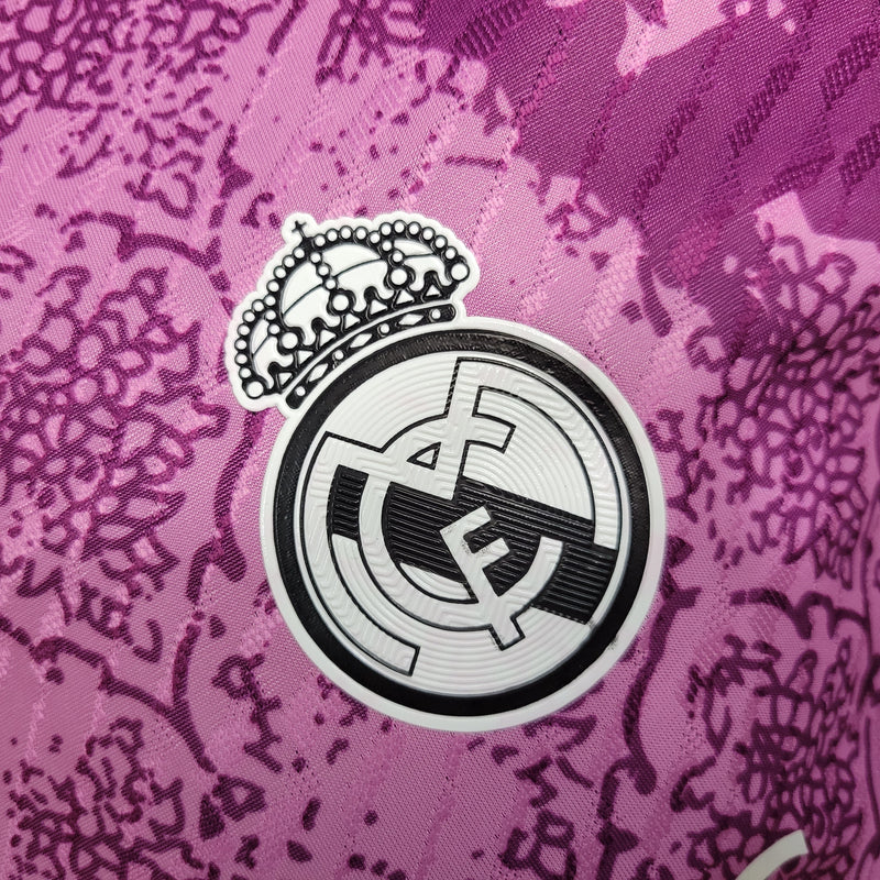 CAMISA DO REAL MADRID 23/24 ROSA EDIÇÃO ESPECIAL VERSÃO PLAYER