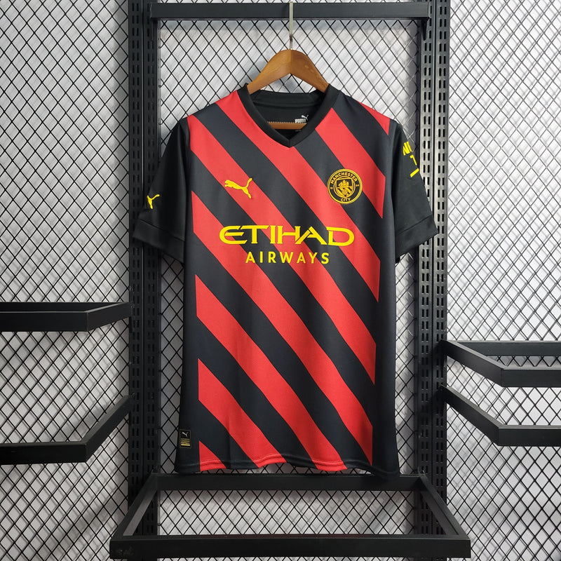 CAMISA DO MANCHESTER CITY 22/23 PRETO E VERMELHO