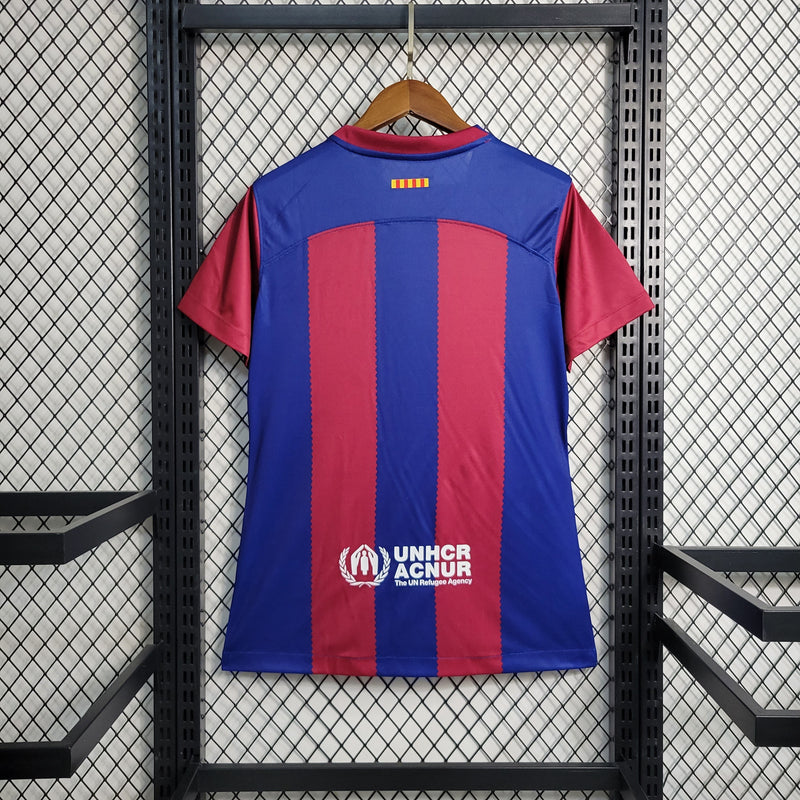 CAMISA FEMININA DO BARCELONA 23/24 AZUL E VERMELHO