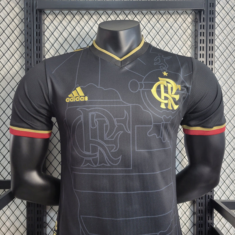 CAMISA DO FLAMENGO 22/23 PRETO E DOURADO VERSÃO PLAYER